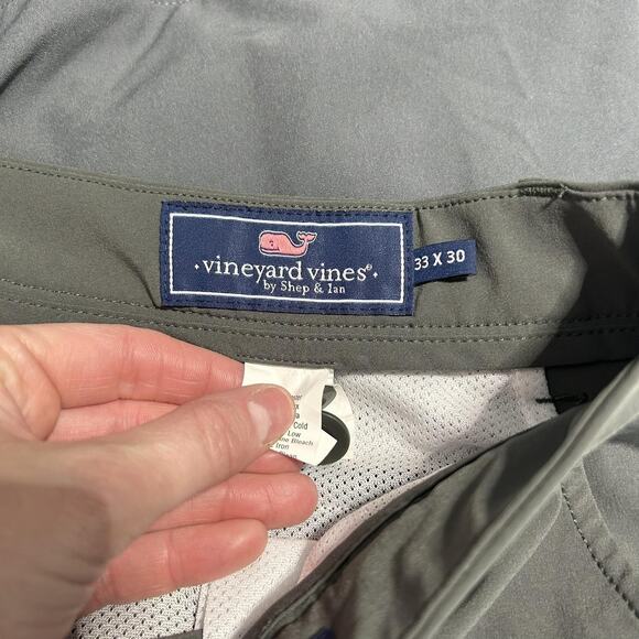 Vineyard Vines Pants Mens 33x30 Gray Performance Stretch Chino Golf Lightweight - Picture 8 of 9